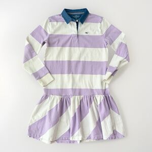 Vineyard Vines Girls Rugby Dress Size M Purple White Striped